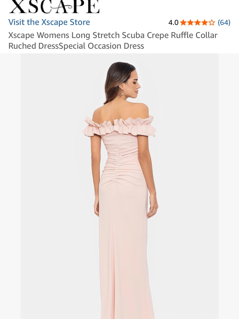 Xscape Blush One-Shoulder Ruffle Evening Gown - Picture 2 of 2